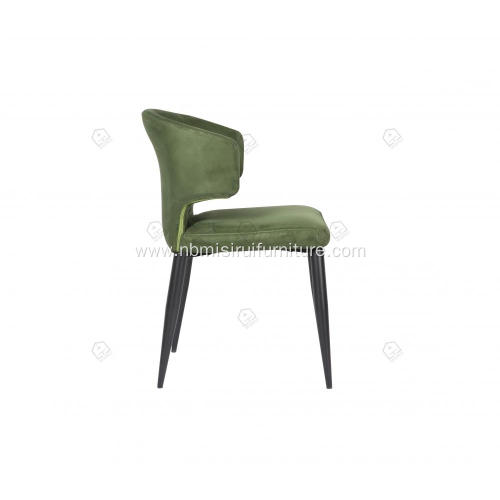 Green genuine leather black matte painted feet chairs